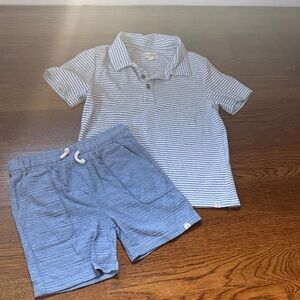 Unbranded Kids Blue Stripe Polo & Shorts Matching Set